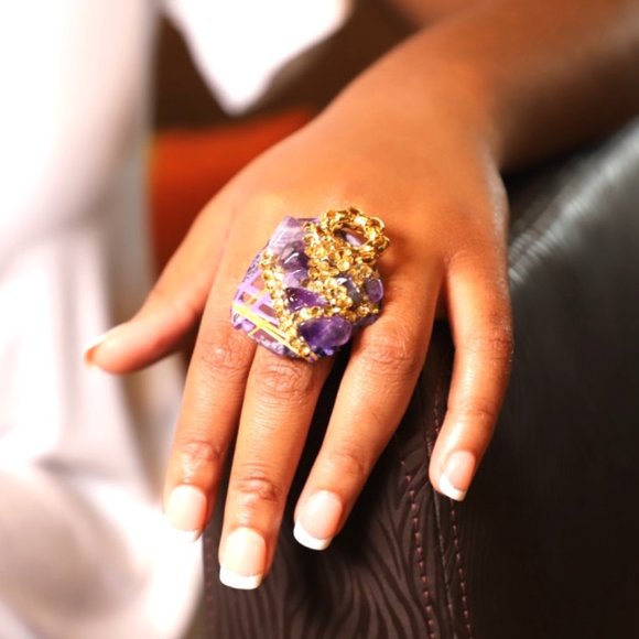 Gold Plated Choker, Bracelet and Ring SET - Picture 3 of 6